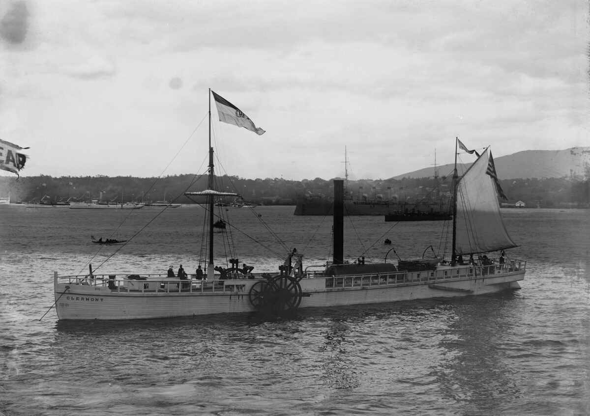 black and white of boat in water